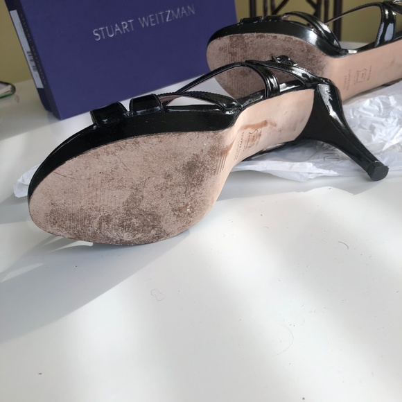 Stuart Weitzman Axis Black Patent Leather Women's Platform Sandals US 8W - Picture 7 of 8